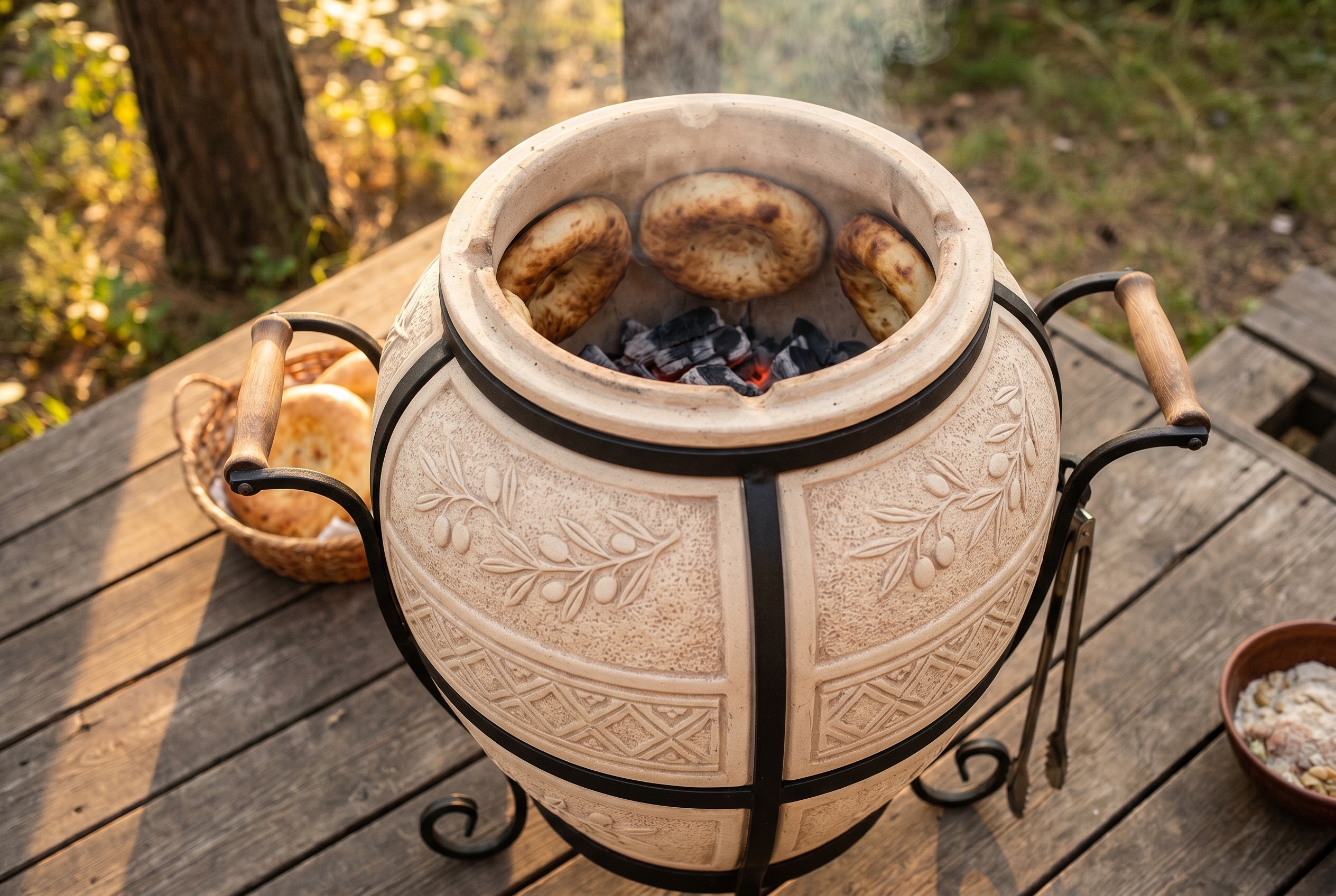 Amphora-Tandoor, von oben mit Holz befeuert